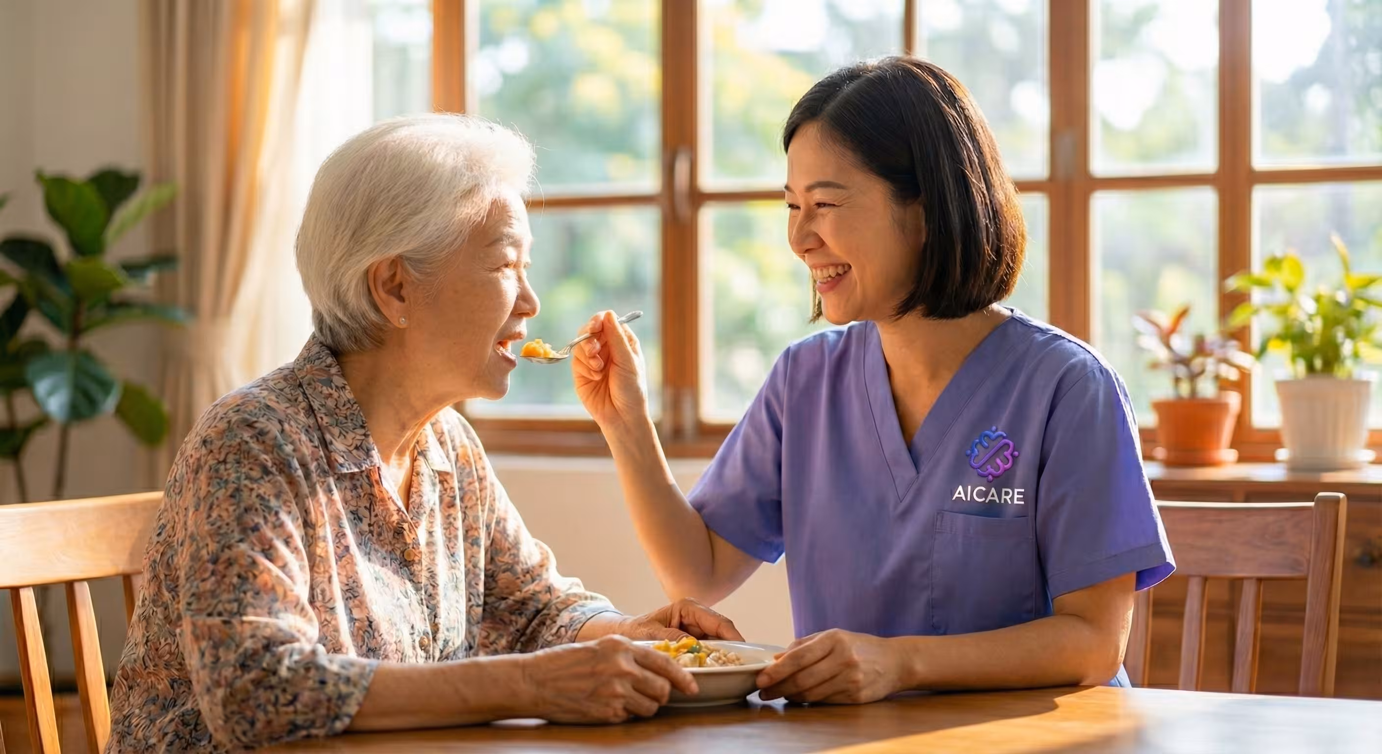 Professional personal care services - caregiver assisting senior with daily activities